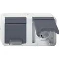 Gira Doppel-Steckdose Aufputz mit Klappdeckel AP 2-Fach IP44 Grau SCHUKO System