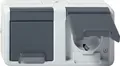 1St. Gira 478130 Doppelsteckdose 16A 250V waagerecht mit Klappdeckel WG AP Grau