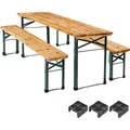 tectake Bierzeltgarnitur 3-teilig Klappbar Tannenholz für 8 Personen - Braun