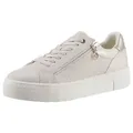 Tamaris Plateausneaker Freizeitschuh, Halbschuh, Schnürer mit Besätzen und Glitzerdetails beige|goldfarben 41 EU