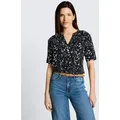 TOM TAILOR Kurzarmbluse Blusen & Shirts Bluse mit Muster blau XS (34)