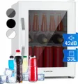 Klarstein Mini Kühlschrank mit Glastür, Mini-Kühlschrank für Zimmer, Getränkekühlschrank Klein mit Verstellbaren Ablagen, Kleiner Kühlschrank 33 Liter, Indoor/Outdoor Kühlschrank Leise