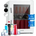 Klarstein - Getränkekühlschrank, Kühlschrank Klein Mit 2 Ablagen, Minikühlschrank Lautlos Für Büro Camping Outdoor, Mini-kühlschrank Mit Glastür, Mini Fridge 0-10°c, Bierkühlschrank 33l, Quart