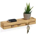 Relaxdays Schlüsselbrett, Hellbraun, Holz, Bambus, Rechteckig, 29.5x4.5x6 cm, Garderobe, Schlüsselboards & -kästen