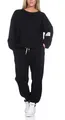 simaranda Damen Jogginganzug, Zweiteiler für Freizeit und Sport, Trainingsanzug, Hausanzug mit Hoodie und Hose 7065 (DE/NL/SE/PL, Numerisch, 36, 42, Regular, Regular, Schwarz)