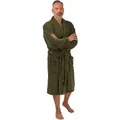 Herrenbademantel WEWO FASHION "1105" Gr. M, grün (thyme), L:120cm, Velours, Hausmäntel, kuschelig leicht