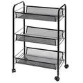 Home Collective Rollwagen mit 3 Ebenen, Platzsparend, 3-stöckiger Schrank auf Rollen, geräumige Regale im modularen Design, Multifunktional Aufbewahrungswagen, 27,5 x 45 x 63,5 cm, Schmal, schwarz