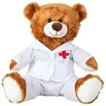 Geschenkestadl Plüschfigur Teddybär im Doktor-Motiv – Waschbar und in 2 Größen erhältlich 33 cm