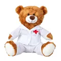 Teddybär Doktor 33 cm braun Arzt Kittel Kuscheltier Plüschtier Gute Besserung