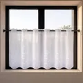 Happy Home Scheibengardine Alissa Weiß 150x50 cm – Bistrogardine mit Blumenstickerei – Halbtransparenter Voile Kurzstore – Fenstergardine mit Stangendurchzug für Küche & Bad