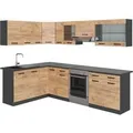 Vicco Rick Eckküche Anthrazit/Goldkraft Eiche 267 x 167 cm AP SchwarzRick ohne E-Geräte