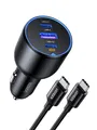 Zigarettenanzünder USB C 130W USB C Autoladegerät 3-Port KFZ Ladegerät mit Ty...