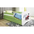 Kinderbett Jugendbett Formel 1 70x140, 80x160, 80x180 cm - Komplettset mit Matratze, Schublade & Rausfallschutz - Grün