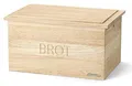 Continenta Brotkasten mit Deckel aus Gummibaumholz, Holz-Brotbox, Größe: 34,5 x 23 x 19 cm