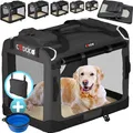 CADOCA® Hundebox XXL 90x60x66cm faltbar atmungsaktiv robust Auto Hundetransportbox Transporttasche Haustiertransportbox Hundetragetasche Anthrazit