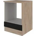 Flex-Well Küchen-Herdumbauschrank Capri 60 cm Schwarz Matt-Endgrain Oak