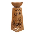 Dekosäule Pflanzenschale Blumenschale Gartendeko Außenlampe Pflanzsäule mit Weihnachtsmotiv, Metall Rost, Akku enthalten Timer, 1x LED warmweiß, H 59 cm