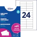 AVERY Zweckform DPC6422A-10 Einsteckschilder für Namensschilder 240 Stück (64x22mm, individuell bedruckbare Einsteckkarten, feine Mikroperforation, passende Namenskarten für polar20 Schilder) weiß