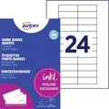 Avery-Zweckform DPC6422A-10 Einsteckschild Namensschild 64mm x 22mm Weiß