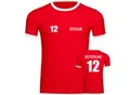 multifanshop Kontrast T-Shirt - Deutschland - Trikot Nummer 12 - Druck weiß - Männer