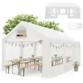 Juskys Partyzelt Gala 4 x 6 m - UV-Schutz Plane, Flexible Seitenwände - Pavillon stabil, groß - Outdoor Party Garten - Zelt Festzelt Weiß