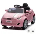 Fiat 500e Kinder Elektroauto 12V (1–5 Jahre) – Offiziell Lizenziert, mit Fernbedienung, Ledersitz & MP3 – Kinder Elektrofahrzeug Rosa - Rosa