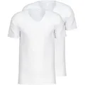 CALIDA Kurzarmshirt Natural Benefit (2er Pack) V-Ausschnitt, feiner Single Jersey, elastisch weiß XXL (58/60)