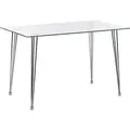 BELIANI Esstisch Transparent Tischplatte Rechteckig aus Sicherheitsglas 120 x 70 cm Hair Pin Beine aus Eisen in Silber 3 Streben Schutzkappen Modern - Silber