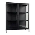 House Nordic BRISBANE Highboard Schrank 2 Türen Schwarz Glas Stahl 80 x 101 cm