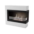 GLOW FIRE Ethanol Kamin Halden MINI rechtsoffen (Standkamin) - Bioethanol Kaminofen für Indoor mit Holz-Fassade, 3 h Brenndauer, über 2kW Heizleistung, 90 x 80 x 30 cm - Weiß