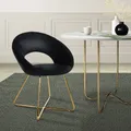 ML-Design Esszimmerstuhl mit runder Rückenlehne, Schwarz, aus Samt Metallgestell