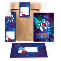 LIMONIA Einladungskarten Bowling zum Geburtstag Einladungen Karten mit Umschlägen Mitgebsel, Mitbringsel Set Kegeln für Kinder zum Geburtstag Gastgeschenke