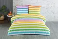 Buymax Bettwäsche Regenbogen, Rainbow 100% Baumwolle, Renforcé, 3 teilig, 200x220 cm, mit Reißverschluss, Gestreift, Streifen Bunt Rot Weiß Gelb