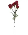 2474U Kunst-Stielblume Rose Bordeaux-rot ca. 46 cm Vier naturgetreue Bluete Seidenblume edler Rosenzweig
