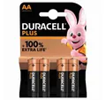 Duracell Batterien Duracell Plus Power, AA 4 Stück, Mignon Batterie, Lang anhaltende Leistung