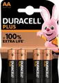 4 x Duracell Plus AA Mignon LR6 1,5V Alkaline Batterien im 4er Blisterpack