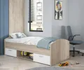 FORTE Winnie Jugendbett, Liegefläche 90 x 200 cm, Holzwerkstoff, Sonoma Eiche / Weiß, B x H x T: 96 x 65 x 206,4 cm