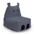 Lumaland Kindersitzsack Hippo | Sitzsack Tier Familie für Kinder | Wasserabweisender Bean Bag für Indoor & Outdoor | Pflegeleichtes Material | 80 x 70 x 65 cm & 2,9 kg leicht [Grau]