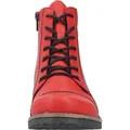 Rieker Damen Schnürboot Ziernaht Stiefelette Blume Reißverschluss 73504, Größe:42 EU, Farbe:Rot - Rot - 42