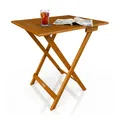Juskys Beistelltisch Zadar XL - Klappbar für platzsparende Nutzung, aus geöltem Akazienholz, ideal für Garten und Balkon, 60x58x76 cm