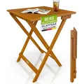 Juskys® Beistelltisch Zadar Xl - Klappbar Für Platzsparende Nutzung, Aus Geöltem Akazienholz, Ideal Für Garten Und Balkon, 60x58x76 Cm