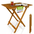 Juskys® Beistelltisch Zadar XL - Klappbar für platzsparende Nutzung, aus geöltem Akazienholz, ideal für Garten und Balkon, 76x60x60 cm
