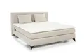 luma-home Boxspringbett 20018 (180x200 cm, LED-Beleuchtung, USB-Ladeports, Bezug Chenille Beige, Bonell-Federkernpolsterung), 7-Zonen-Tonnentaschen-Federkernmatratzen H4 inkl. Topper