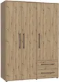 FORTE Kleiderschrank Mokkaris, zeitloses Design, 3–4 Türen, Made in Europe (B/H/T ca. 145x200x59cm oder 206x200x59cm) Schubladen + schwarze Stangengriffe, Made in Europe, viel Stauraum