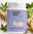 Lucky Pets Beruhigungstabletten für Hunde 150 Stück – Mit L-Tryptophan, Baldrian und Hanfsaat – Für Stress, Angst, Silvester und Reisen – Beruhigungsmittel für Hunde – Made in Germany
