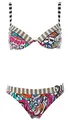 Olympia Damen Push Up Bügel Bikini mit Ziergürtel Cup C (36 (70), Bunt)