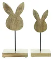 FRANK FLECHTWAREN Osterdeko Hase, 2er Set, Mangoholz, naturbelassen, Metall, Mattschwarz Maße: Höhe 25 cm, 29 cm
