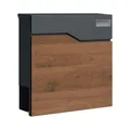 SCHARTEC® Briefkasten SPB-7 Holz Design dunkel & anthrazit mit Zeitungsfach modern & groß Wandbriefkasten Postkasten