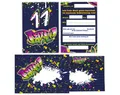 JUNAPACK Einladungskarten Graffiti zum 11. Kindergeburtstag Mädchen Jungs Einladungen Umschlägen, Einladungskarten mit Umschlägen zum 11. Geburtstag Graffiti