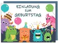 the lazy panda card company 20 Einladungskarten Kindergeburtstag: Monster Geburtstagseinladungen Einladungen Geburtstag Kinder Mädchen (20 Karten mit 20 passenden Umschlägen Briefumschlägen)